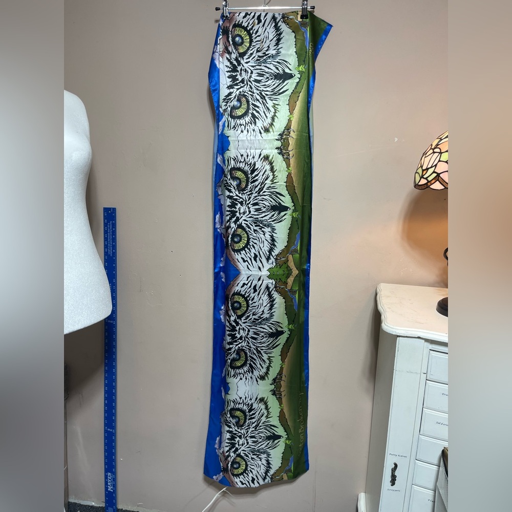 3/$30 Elegant OWL Blue and Green Scarf - Picture 3 of 7